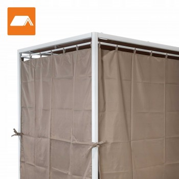 Doppel-Gartenliege mit Sonnendach, Lounge-Pavillon, Gartenschaukel - Kayan I - 207x147x205 braun GRINDI - 6