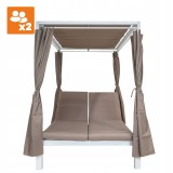 Doppel-Gartenliege mit Sonnendach, Lounge-Pavillon, Gartenschaukel - Kayan I - 207x147x205 braun GRINDI - 3