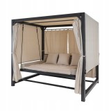 Doppel-Gartenliege mit Sonnendach, Lounge-Pavillon, Gartenschaukel - Sumba I - 236x180x210 beige GRINDI - 2