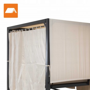 Doppel-Gartenliege mit Sonnendach, Lounge-Pavillon, Gartenschaukel - Sumba I - 236x180x210 beige GRINDI - 8