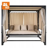 Doppel-Gartenliege mit Sonnendach, Lounge-Pavillon, Gartenschaukel - Sumba I - 236x180x210 beige GRINDI - 5