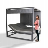 Doppel-Gartenliege mit Sonnendach, Pergola, Lounge-Pavillon  - Verula I - 195x195x195 grau GRINDI - 16