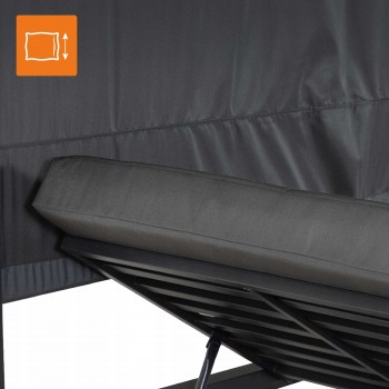 Doppel-Gartenliege mit Sonnendach, Pergola, Lounge-Pavillon  - Verula I - 195x195x195 grau GRINDI - 7