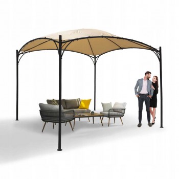 Garten Pergola Pavillon Terrassendach mit Stoffdach - Rinia - beige, 3x3m GRINDI - 2