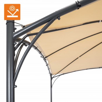 Garten Pergola Pavillon Terrassendach mit Stoffdach - Rinia - beige, 3x3m GRINDI - 10