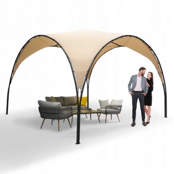 Garten Pergola Pavillon Terrassendach mit Stoffdach - Simi - beige, 3,8x3,8m GRINDI - 3