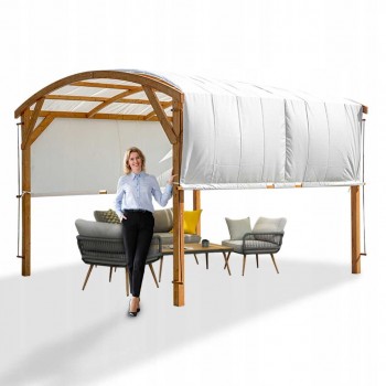 Garten Pergola Pavillon aus Holz mit verstellbares Stoffdach - Moha I - 3,2x3,1m GRINDI - 3