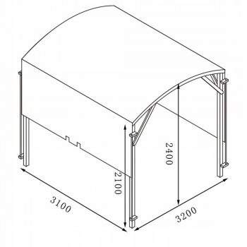 Garten Pergola Pavillon aus Holz mit verstellbares Stoffdach - Moha I - 3,2x3,1m GRINDI - 4