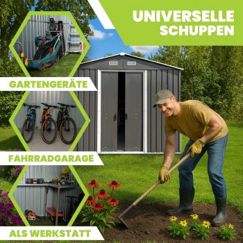 Gerätehaus Geräteschuppen Gartenhaus aus Metall - Sorbus I - 131x194x200cm GRINDI IN THE GARDEN - 12