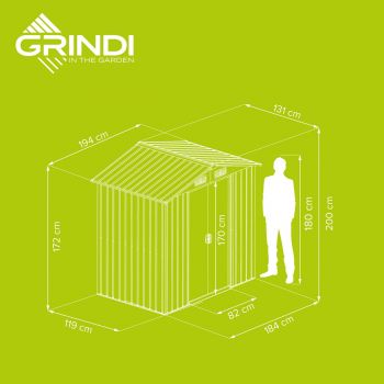 Gerätehaus Geräteschuppen Gartenhaus aus Metall - Sorbus I - 131x194x200cm GRINDI IN THE GARDEN - 13