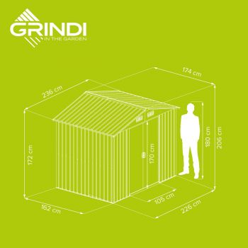Gerätehaus Geräteschuppen Gartenhaus aus Metall - Sorbus II - 174x236x206cm GRINDI IN THE GARDEN - 5