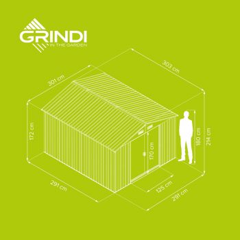 Gerätehaus Geräteschuppen Gartenhaus aus Metall - Sorbus IV - 303x301x214 GRINDI IN THE GARDEN - 7