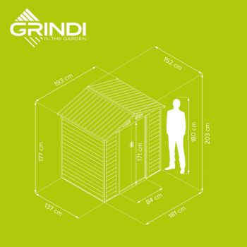 Gerätehaus Geräteschuppen Gartenhaus aus Metall - Arbor I - 152x193x203cm GRINDI IN THE GARDEN - 6