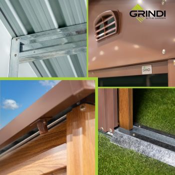 Gerätehaus Geräteschuppen Gartenhaus aus Metall - Arbor III - 238x278x215cm GRINDI IN THE GARDEN - 10