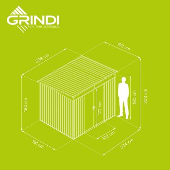 Gerätehaus Geräteschuppen Gartenhaus aus Metall - Ribes - 193x238x203cm GRINDI IN THE GARDEN - 4