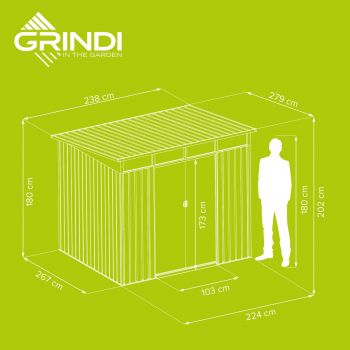 Gerätehaus Geräteschuppen Gartenhaus aus Metall - Ribes III - 279x238x202 GRINDI IN THE GARDEN - 5