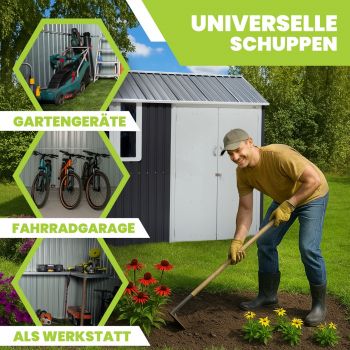Gerätehaus Geräteschuppen Gartenhaus aus Metall - Betula - 172x259x229 GRINDI IN THE GARDEN - 3
