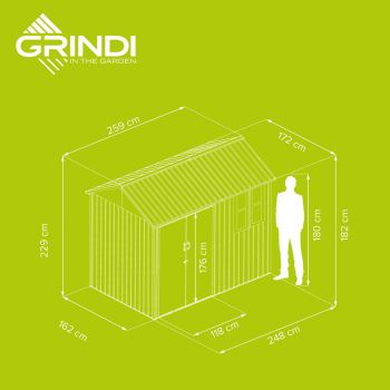 Gerätehaus Geräteschuppen Gartenhaus aus Metall - Betula - 172x259x229 GRINDI IN THE GARDEN - 5