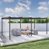 Garten Pergola Pavillon Terrassendach mit einstellbarem Stoffdach - Irda IV 3x6m - 961057 GRINDI IN THE GARDEN - 2