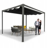 Terrassenpergola, Grau, Aluminium mit automatisches Dach + Led - Paros I 3x4m GRINDI IN THE GARDEN - 2