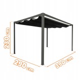 Terrassenpergola, Grau, Aluminium mit automatisches Dach + Led - Paros I 3x4m GRINDI IN THE GARDEN - 3