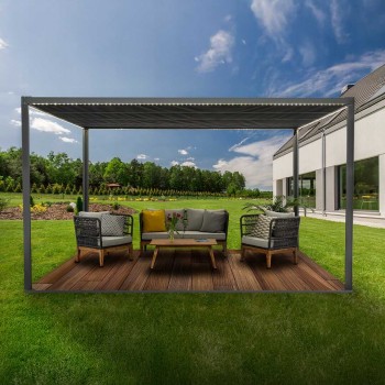Terrassenpergola, Grau, Aluminium mit automatisches Dach + Led - Paros I 3x4m GRINDI IN THE GARDEN - 9