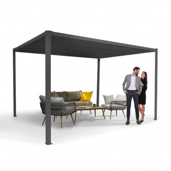 Terrassenpergola, Graue, Aluminium mit Automatisches Dach - Paros I 3x4m GRINDI IN THE GARDEN - 2