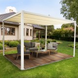Terrassenpergola, weiß, Aluminium mit Automatikdach - Paros I 3x4m GRINDI IN THE GARDEN - 23