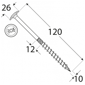 Holzbauschrauben mit Tellerkopf CT - 10mm TORX - Zink galvanisiert DMX - 11