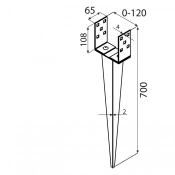 Einschlagbodenhülse Einschlaghülse Pfostenträger - PSGR Feuerverzinkt GRUNDLINE - 4