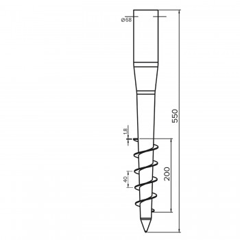 Einschraub Bodenhülsen Pfostenträger Feuerverzinkt - 68x550 PWO GRUNDLINE - 6
