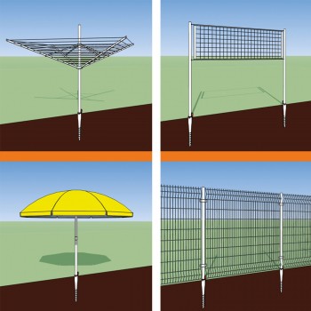 Einschraub Bodenhülsen Pfostenträger Feuerverzinkt - 68x550 PWO GRUNDLINE - 2