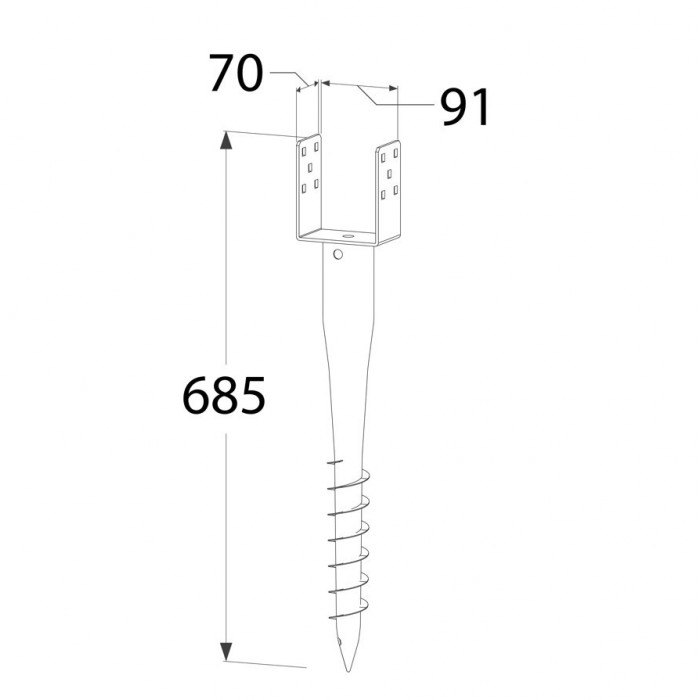 Einschraub Bodenhülsen Pfostenträger Stützenfuß - Feuerverzinkt PWU GRUNDLINE - 11
