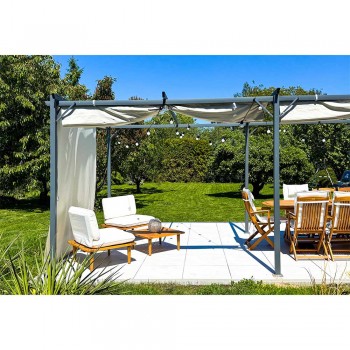 Garten Pergola Pavillon Terrassendach mit einstellbarem Stoffdach - Irda IV 3x6m - 961058 GRINDI IN THE GARDEN - 3