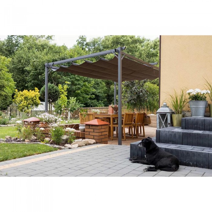 Garten Pergola Pavillon Terrassendach mit einstellbarem Stoffdach - Irda I 2,9x2,9m GRINDI IN THE GARDEN - 4