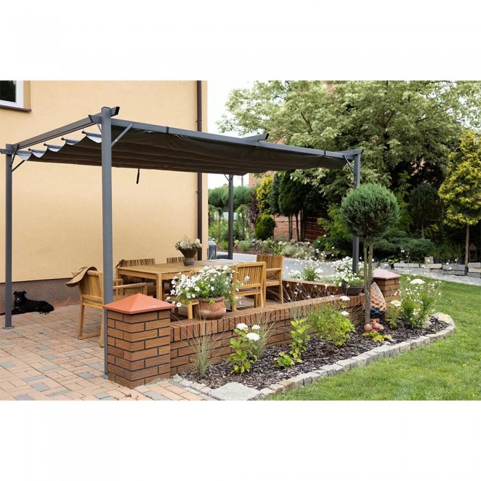 Garten Pergola Pavillon Terrassendach mit einstellbarem Stoffdach - Irda I 2,9x2,9m GRINDI IN THE GARDEN - 1