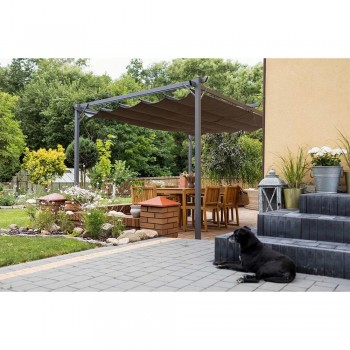 Garten Pergola Pavillon Terrassendach mit einstellbarem Stoffdach - Irda II 2,9x3,9m - Grau GRINDI IN THE GARDEN - 4