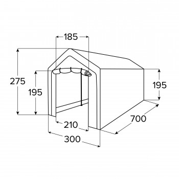 Garagenzelt Carport PE 300x700x274 grau - NG 3