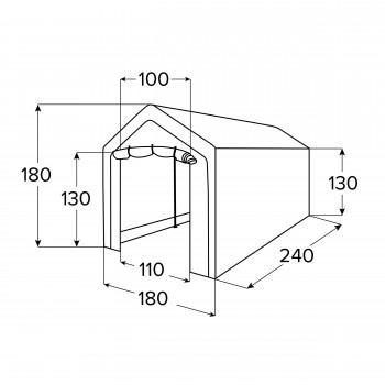 Garagenzelt Carport Lagerzelt - PE, 180x240x180 - NG 7, grau