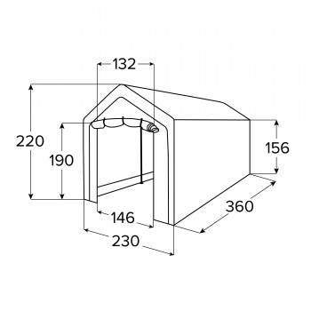Garagenzelt Carport Lagerzelt - PE, 230x360x230 - NG 8, grau