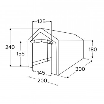 Garagenzelt Carport Lagerzelt - PE, 200x300x240 - NG 9, grau