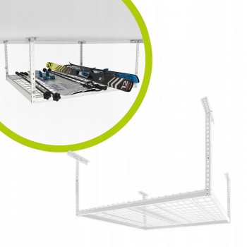 Metall Garagen Deckenregal mit Gitterboden - PGF 1 - Weiß, 122x122