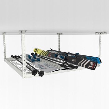 Metall Garagen Deckenregal mit Gitterboden - PGF 1 - Weiß, 122x122