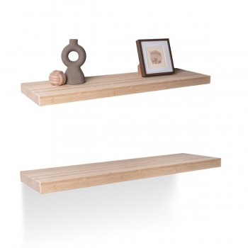 Holzwandregal Schweberegal Hängeregal aus natur Bambus - 1 Stück, 80x24 cm - Luonto