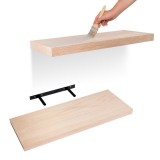 Wandregal Schweberegal Hängeregal mit natürliches Furnier  - 1 Stück, 80x24 cm - Viilu