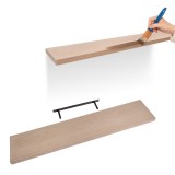 Wandregal Schweberegal Hängeregal mit natürliches Furnier  - 1 Stück, 118x24 cm - Viilu