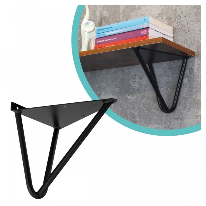 Regalhalter Regalträger Stegkonsole Loft - Stahl, Schwarz - WFG, 185x185x4 Domax Home - 1