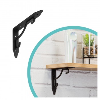 Regalhalter Regalträger Stegkonsole Loft - Stahl, Schwarz - WFK Domax Home - 1