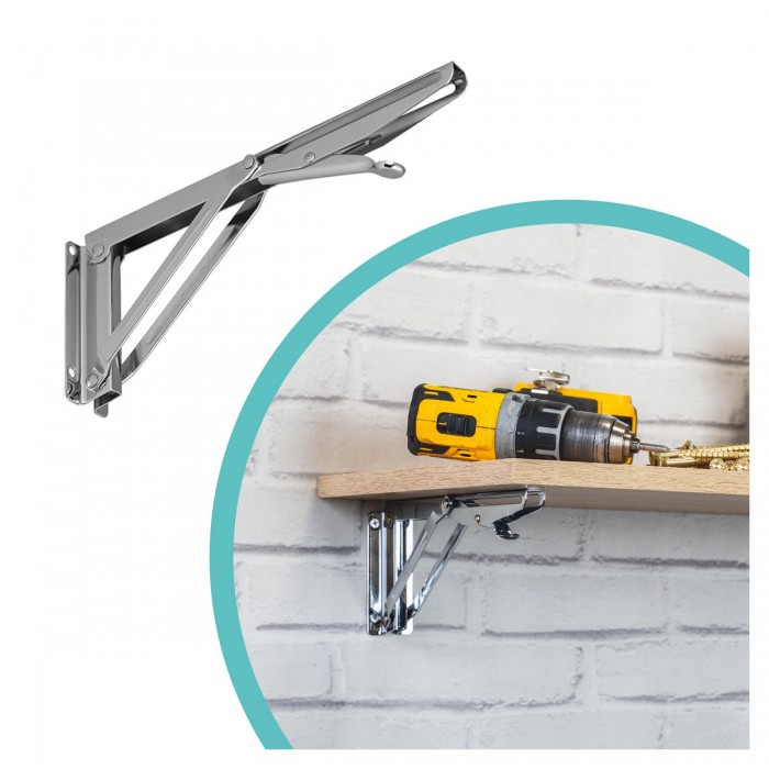 Klappkonsole, Regalhalter, Regalkonsole, Wandkonsole - WSA Chrom Velano - 1