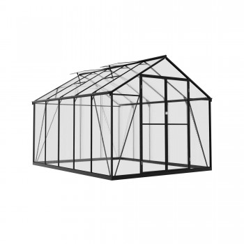 Gewächshaus Gartenhaus Treibhaus Alu Polycarbonat - Verbena II schwarz - 3x2,5m GRINDI - 3